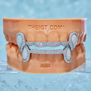 Solid Iced 6 Teeth Connecting Bridge Grillz Bar