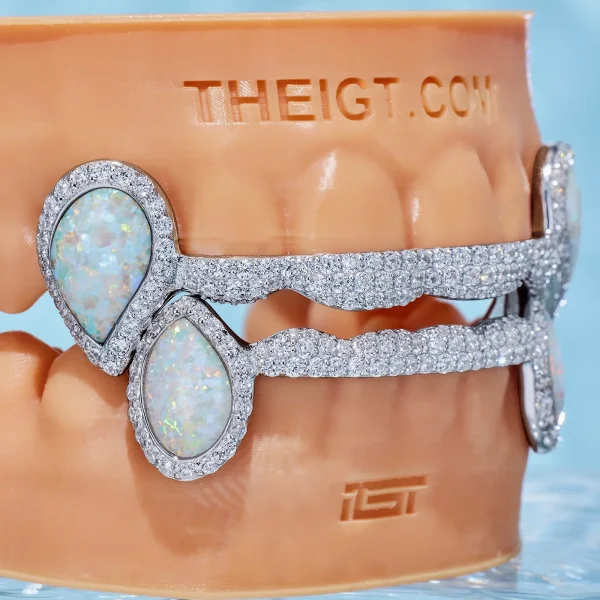 Solid Iced 6 Teeth Connecting Bridge Grillz Bar - Image 4