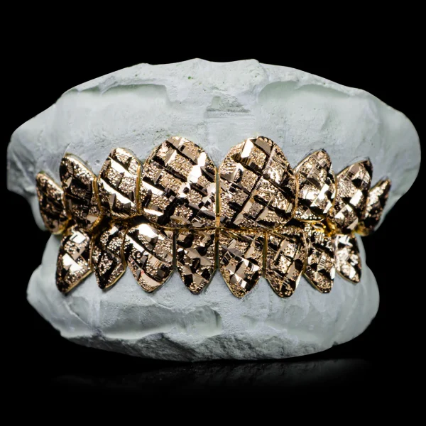 Solid Gold Diamond Cut with Diamond Dust Grillz - Image 2