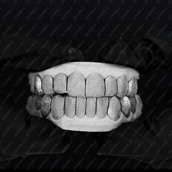 Solid .925 Sterling Silver Diamond Dust Grillz - Image 4