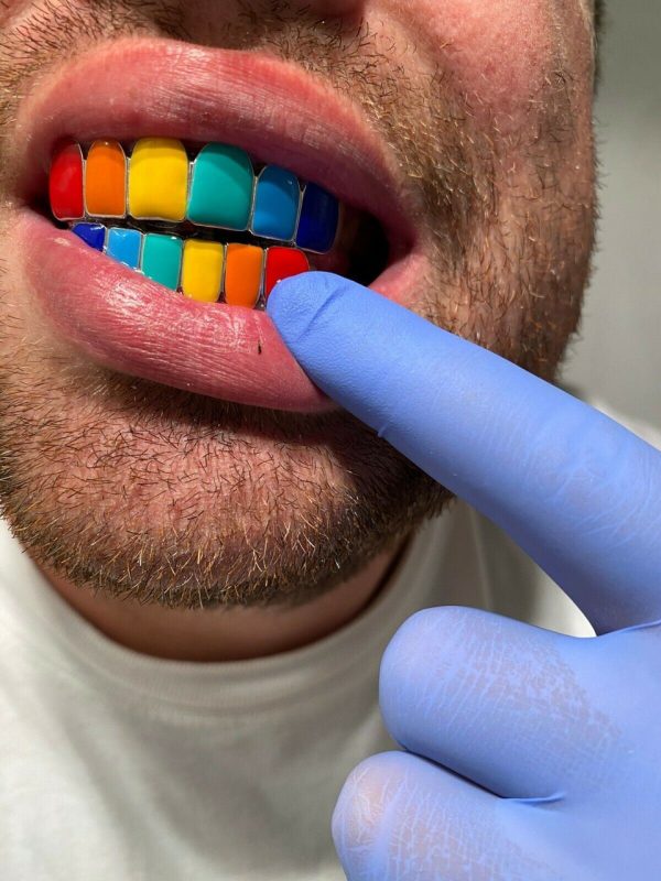 Rainbow Enamel Solid Deep Cut Grillz - Image 2