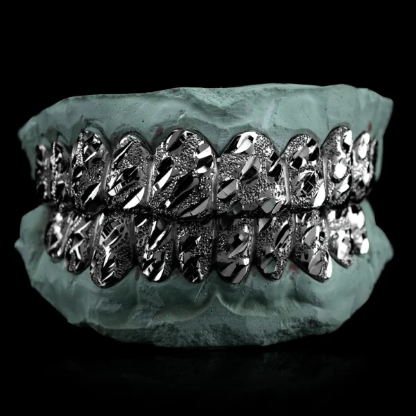 Solid .925 Sterling Silver Nugget Cut Grillz - Image 4