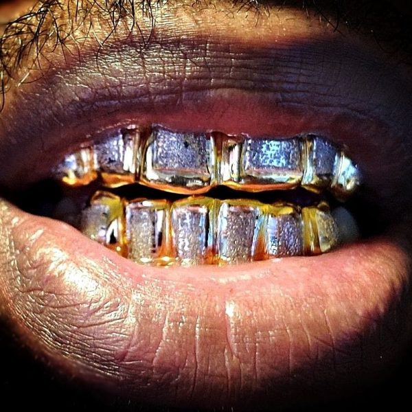 Solid Gold Two Tone Diamond Dust Grillz - Image 3