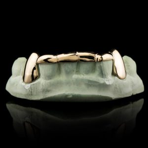 Solid Gold 6 Teeth with Connecting Bridge Grillz Bar