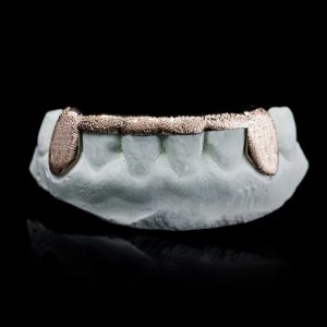 Solid Gold Diamond Dust 6 Teeth Connecting Bridge Grillz Bar